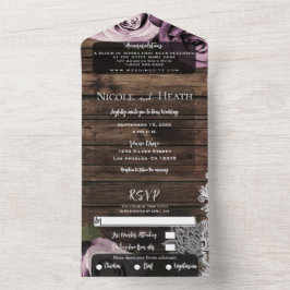 アイスピンクマウヴバラレースウ素朴ッド結婚ズ オールインワン招待状