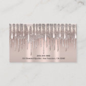 アイスピンクローズダイヤモンド金ゴールドグリッタードリップ美しい 名刺 (裏面)