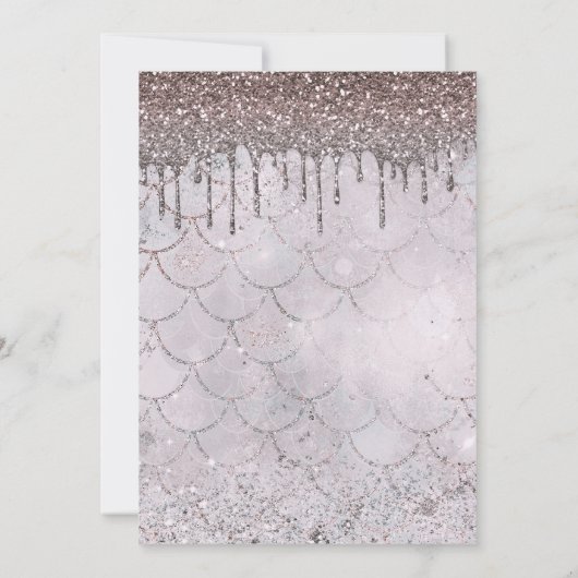 アイスピンクローズ金ゴールドグリッタードリップスウィート16写真 招待状 (裏面)