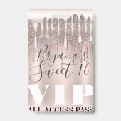 アイスピンクローズ金ゴールドグリッタードリップスウィート16 VIPパス バッジ (Back)