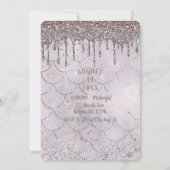 アイスピンクローズ金ゴールドグリッタードリップマーメイドスウィート16 招待状 (裏面)