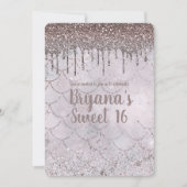 アイスピンクローズ金ゴールドグリッタードリップマーメイドスウィート16 招待状 (正面)