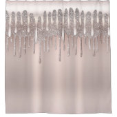 アイスピンクローズ金ゴールドダイヤモンドグリッタースパークルドリップ シャワーカーテン (正面)