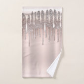 アイスピンクローズ金ゴールドダイヤモンドグリッタースパークルドリップ バスタオルセット (ハンドタオル)