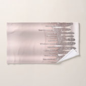 アイスピンクローズ金ゴールドダイヤモンドグリッタースパークルドリップ バスタオルセット (ハンドタオル)