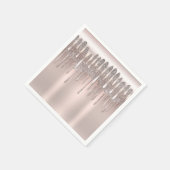 アイスピンクローズ金ゴールドダイヤモンドグリッタードリップスウィート16 スタンダードカクテルナプキン (角)