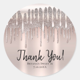 アイスピンクローズ金ゴールドダイヤモンドグリッタードリップスウィート16 ラウンドシール