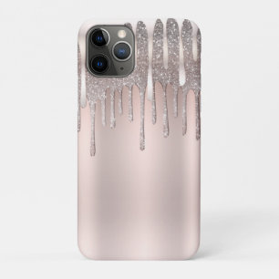 アイスピンク ローズゴールド ダイヤモンド ギラギラ スパークルした雫デザイン iPhone 11 PROケース