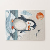 アイスフおもしろいローに描かれた漫画ペンギン ジグソーパズル (横)