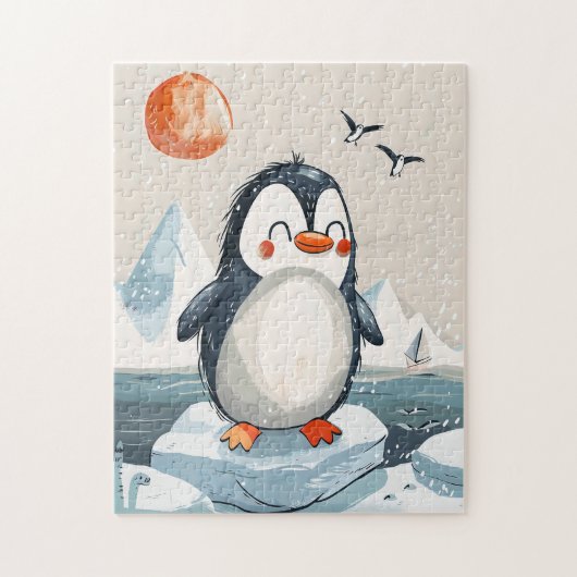 アイスフおもしろいローに描かれた漫画ペンギン ジグソーパズル (縦)