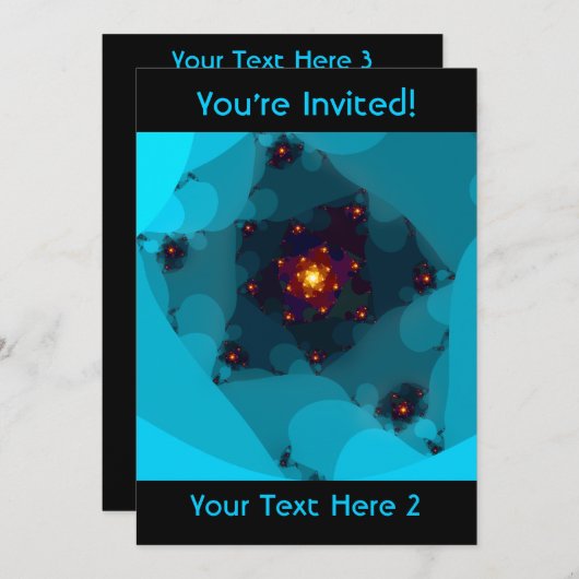 アイスファイヤー。フラクタルアート。ブルー。 招待状 (正面/裏面)