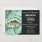 アイスフィッシングが好きな男性の誕生日パーティー 招待状 (正面)