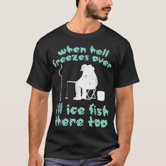 アイスフィッシングをするホッキョクグマの母 Tシャツ (正面)