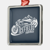 アイスフィールズパークウェイアルバータカナダバイク メタルオーナメント (左)
