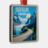 アイスフィールズパークウェイアルバータカナダランドスケープ メタルオーナメント (右)