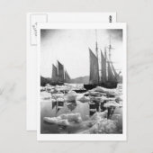 アイスフィールドでの帆走船 – 1869写真 ポストカード (正面/裏面)
