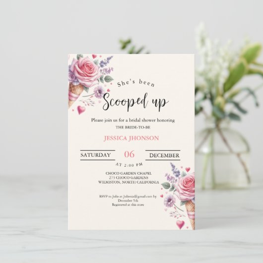 アイスブライダルシャワーを掬い上げた 招待状 (スタンド正面)