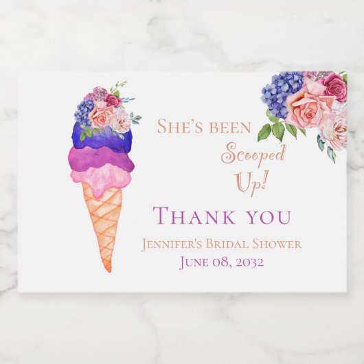 アイスブライダルシャワー彼女はスクープした感謝 スパークリングワインラベル (シングルラベル)