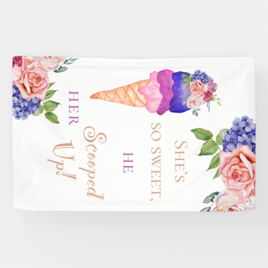 アイスブライダルシャワー甘い顔でスコップ 横断幕 (横)