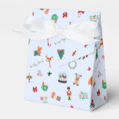 アイスブルーかわいいクリスマスイラストギフトボックス フェイバーボックス (正面サイド)