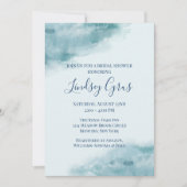 アイスブルーつや消し水カラーブライダルシャワー 招待状 (正面)