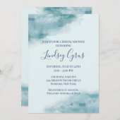 アイスブルーつや消し水カラーブライダルシャワー 招待状 (正面/裏面)