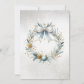 アイスブルーとゴールドのクリスマスコケッタベイビーシャワー 招待状 (裏面)