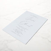 アイスブルーとシルバー結婚フォイル 箔招待状 (回転した状態)