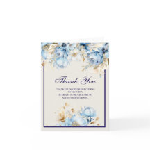 アイスブルーとネイビーの花柄の誕生日感謝メッセージ