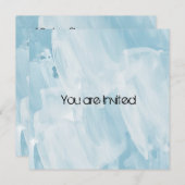 アイスブルーとホワイト抽象芸術ベビーシャワー 招待状 (正面/裏面)