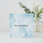 アイスブルーとホワイト抽象芸術ベビーシャワー 招待状 (スタンド正面)