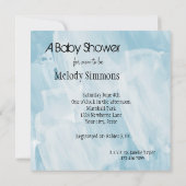 アイスブルーとホワイト抽象芸術ベビーシャワー 招待状 (裏面)