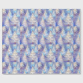 アイスブルーと金ゴールドの木々のモダンクリスマス ラッピングペーパー (フラット)