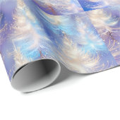 アイスブルーと金ゴールドの木々のモダンクリスマス ラッピングペーパー (ロールコーナー)