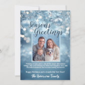 アイスブルーな雪のスパークルファミリーフォトホリデーカード シーズンカード (正面)