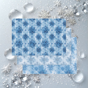 アイスブルーのおとぎ話の冬の雪の花 デクパージュ ラッピングペーパーシート