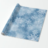 アイスブルーのおとぎ話 冬の銀の雪の結晶 フロスト ラッピングペーパー (アンロールド)