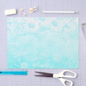 アイスブルーのエンボス花 薄葉紙 (クラフト)