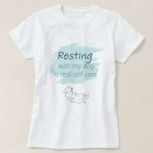 アイスブルーのゴールデンレトリバー セルフケアTシャツ Tシャツ