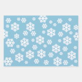 アイスブルーのシックな白い雪片の北欧パターン ラッピングペーパーシート (正面3)