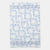 アイスブルーのスノーフレーク キッチンタオル (縦)