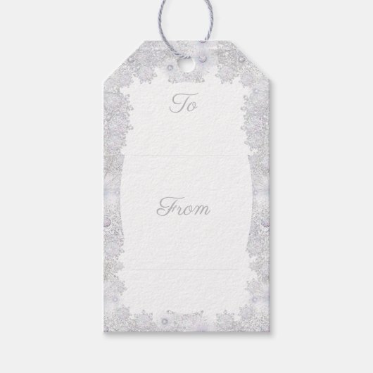 アイスブルーのスノーフレーク ギフトタグ (正面)