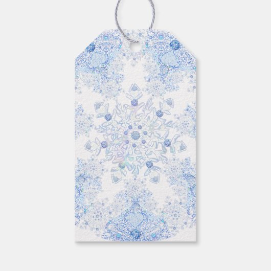 アイスブルーのスノーフレーク ギフトタグ (裏面)