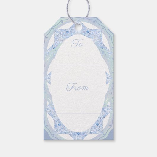 アイスブルーのスノーフレーク ギフトタグ (正面)