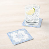 アイスブルーのスノーフレーク スクエアペーパーコースター (インサイチュ)