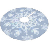 アイスブルーのスノーフレーク ブラッシュドポリエステルツリースカート (アングル)