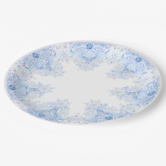 アイスブルーのスノーフレーク ペーパープレート (アングル)