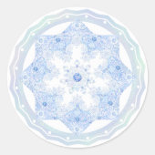 アイスブルーのスノーフレーク ラウンドシール (正面)