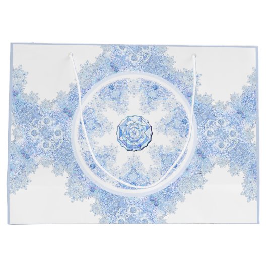 アイスブルーのスノーフレーク ラージペーパーバッグ (裏面)