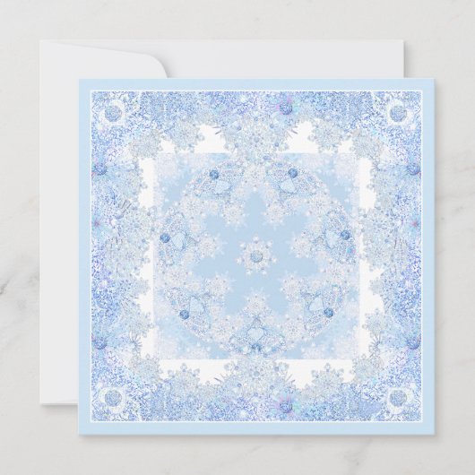 アイスブルーのスノーフレーク 招待状 (正面)